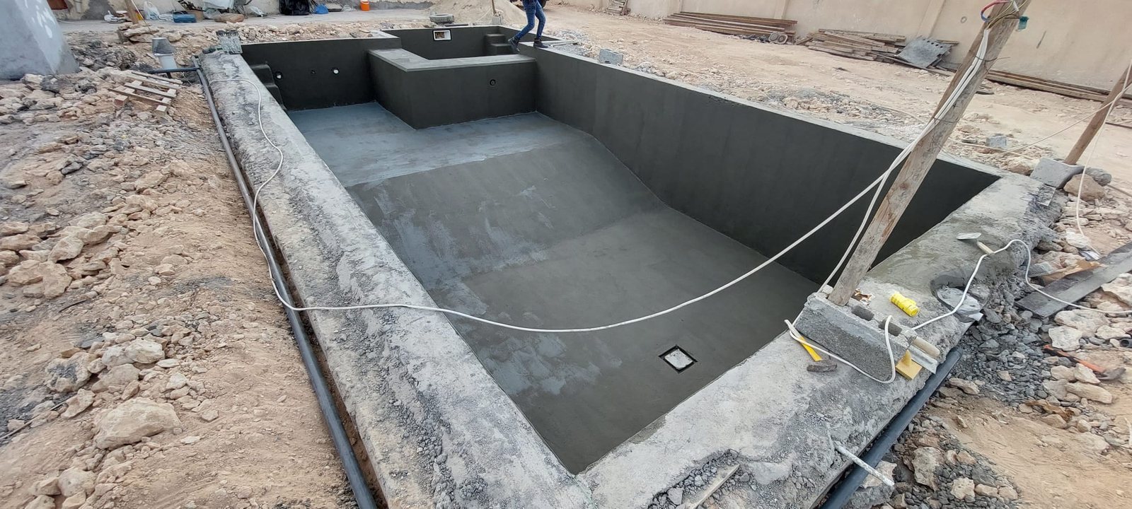 Modern swimming pool with deck